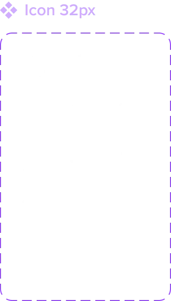 Design-system frame for the 32px icon grid